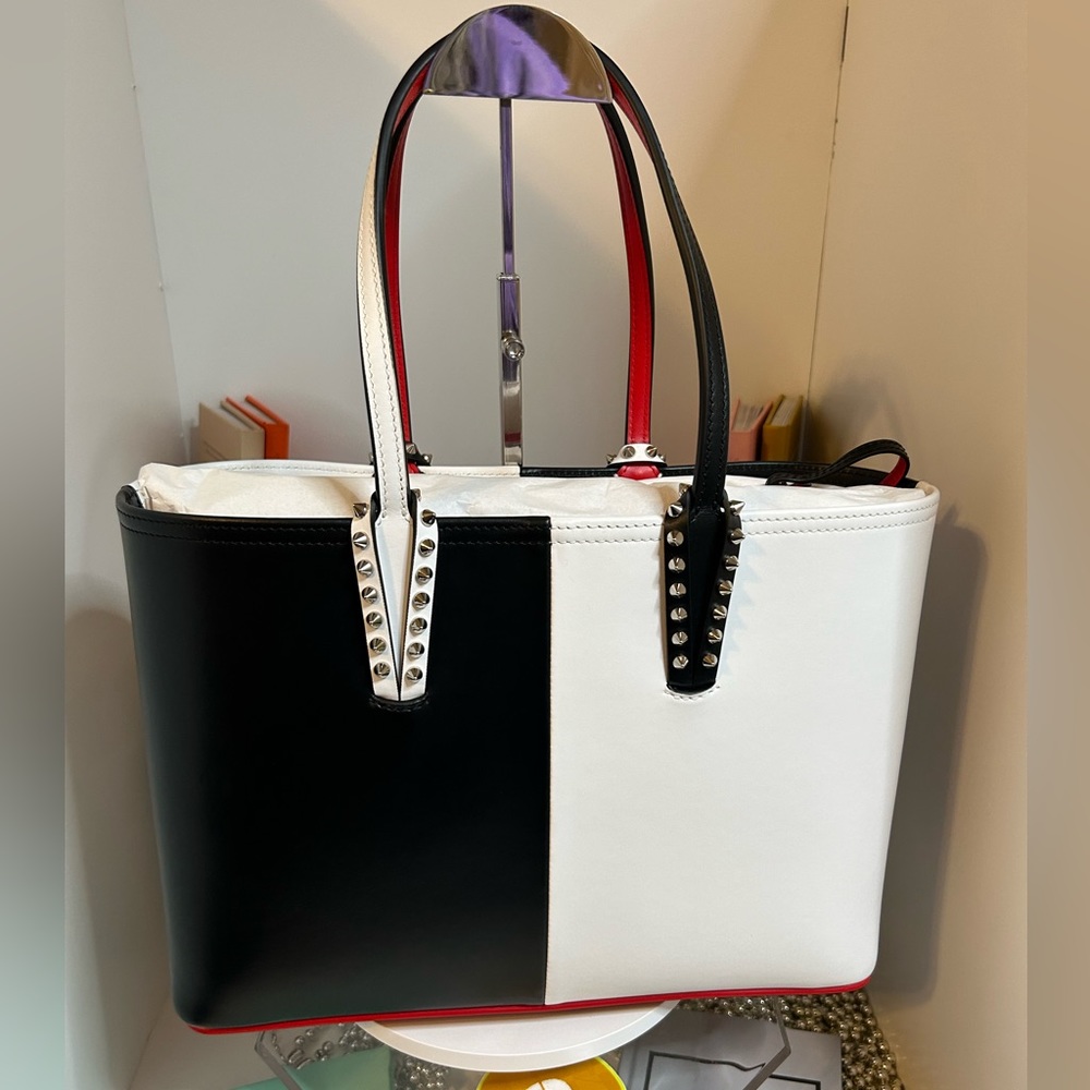 Christian Louboutin Black and White bi-color Small Cabata Tote